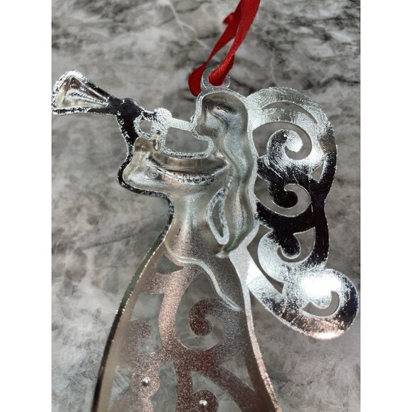 Lenox Sparkle & Scroll Angel & Snowman Ornament Silverplate Colored Gems - Picture 7 of 9
